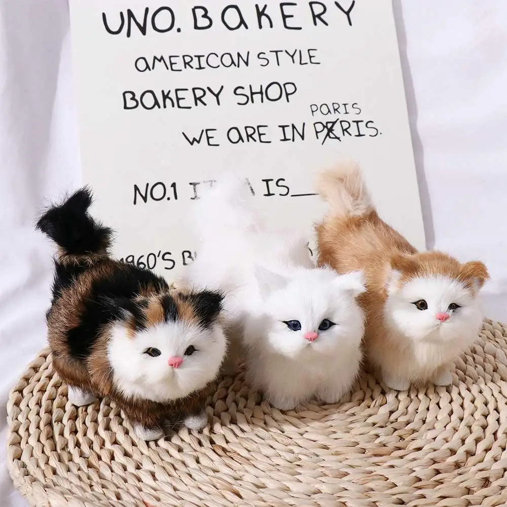 Kawaii Simulation Plush Cat Toys Kids Stuffed Kitten Doll Baby Recolonization - £10.65 GBP+