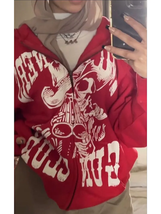 Junk clothing 2024 new winter red hoodie printed couple sweatshirt y2k - £20.64 GBP+