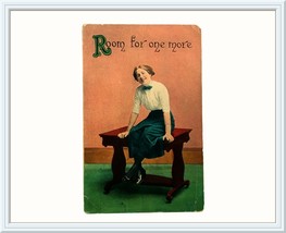 Antique Postcard Young Woman &quot;Room For One More&quot;, 1900s Collectible - £5.49 GBP