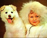 A Native Alaskan Darling With Samoyian Puppy Dog UNP Chrome Postcard B14 - $15.79