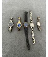 Lot of 5 Gold &amp; Silver Tone Women&#39;s Watches Gruen Armitron Estate Finds EG - £19.36 GBP