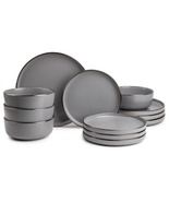 Ava 12-Piece Ceramic Dinnerware Set Gray - $1,216.55 MXN