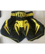 Venum Shorts Youth Kids M Black Gold Kickboxing MMA - $25.99