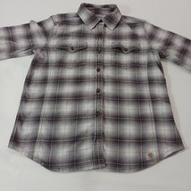 Carhartt 100714 079 Women's Gray & Purple Plaid Flannel Button Up Shirt M (8/10) image 8