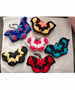 Set of 6 Butterfly Aplique Handmade Crochet Acrylic Craft DIY - $518.23 MXN