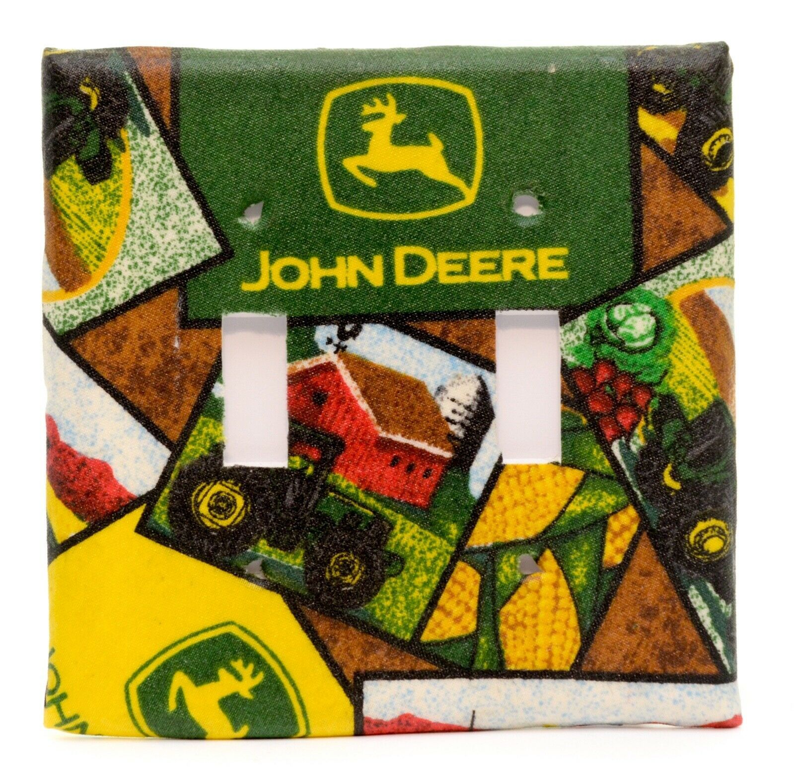 John Deere Double Switch Plate Cover Plastic Handmade Vintage - $11.85