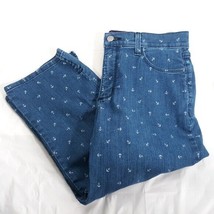 NYDJ Dark Anchor Pattern Crop Jeans Women&#39;s Size 10 Lift Tuck Technology - £32.08 GBP