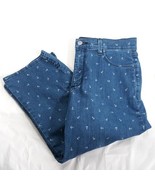 NYDJ Dark Anchor Pattern Crop Jeans Women's Size 10 Lift Tuck Technology - £31.60 GBP