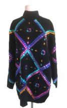 NEW Vtg Classiques Entier WOOL Beaded Bling Colorful Sweater Cardigan Oversized - £78.33 GBP