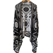 Aztec Womens Open Front Cardigan Boho Size Small Black White Western Con... - $521.14 MXN