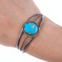 5.75&quot; Vintage Native American sterling and turquoise bracelet - £59.21 GBP