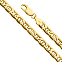 Genuine 14k Yellow Gold 6.2mm Wide Hollow Mariner Chain Necklace 20&quot; 22&quot; 24&quot; 26&quot; - £1,508.30 GBP+