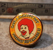 McHappy Day September 27 1989 Ronald McDonalds Collectible Pinback Pin Button - £8.78 GBP