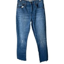 Madewell Raw Edge Hem Jeans The High Rise Slim Crop Boyjean Denim Women Size 25 - £27.16 GBP