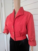 40s Vintage Red Lounge Quilted Jacket and Black Satin Pants Rothley M L - £69.54 GBP