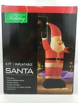 Christmas Holiday 6 ft Lighted Santa Claus Waving Airblown Yard Inflatable NIB - £44.50 GBP