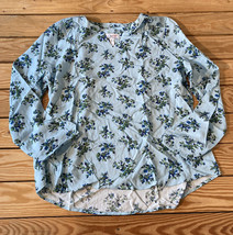 denim &amp; co NWOT women’s printed woven top w/ crochet trim size M blue x6 - £10.99 GBP