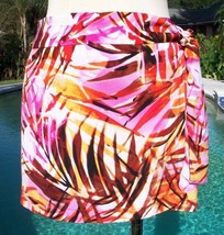 Cache Short Skort Wrap Skirt XS/S 0/2/4 Self Belt Tropical Palm Stretch ... - £27.68 GBP