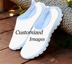 Mesh Women Casual Shoes Rainbow Color Dog Paw Pattern Printing Breathable Flats  - £36.15 GBP