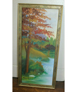 Estate Found Vintage Landscape Oil painting on Wood Panel Signed ME. Sto... - £49.84 GBP