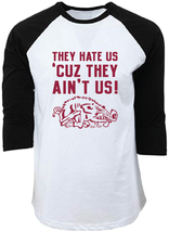 Arkansas Razorbacks They Hate Us Cuz They Ain&#39;t Us Raglan Jersey T-Shirt - £20.77 GBP+