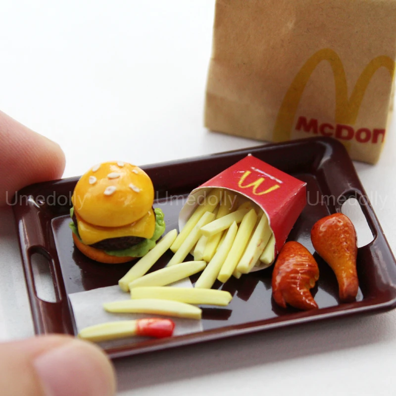 Handmade Clay Mini Hamburger Model 1/6 Scale Miniature Dollhouse Fast Food for - £12.33 GBP+