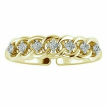 Simulated Diamond Adjustable Toe Ring Foot Jewelry 10K Yellow Gold Plated Silver - £81.25 GBP