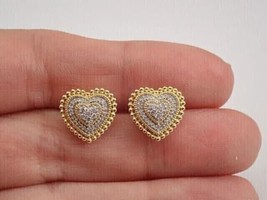 3.25Ct Round Cut Simulated Diamond Heart Stud Earrings14K Yellow Gold Plated - £155.09 GBP