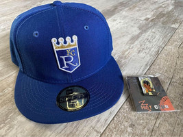 Size 7 1/4 New Era Kansas City Royals Wool Fitted Hat &amp; Club Pin - £71.31 GBP