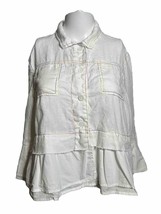 ForCynthia Womens PETITE LARGE Cropped Linen Shirt White Bohemian - PD - £18.04 GBP