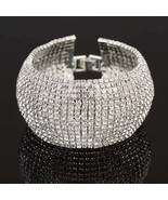 TREAZY Luxury Rhinestone Bridal Cuff Bracelet GoldSilver - $61.64 CAD+