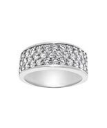 Solid Genuine 14k White Gold 1 1/10ct Round Cubic Zirconia 3-Row Wedding... - $582.12+
