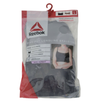 Reebok Sz Large Pack of 2 Stay Put Longline Bralettes Low Impact Grey/Black - £9.86 GBP