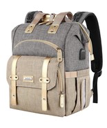 NEW Jiefeike Baby Diaper Bag Backpack Padded Insulated Pockets Gray Taup... - $709.91 MXN