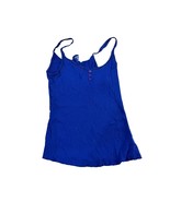 Women&#39;s Blue Ribbed Knit Tank Top Casual Sleeveless Shirt - $12.85