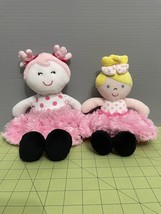 Okie Dokie Baby Starters Plush My First Dolls Pink Polka Dot Ballerina Rosette - £13.35 GBP