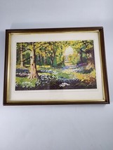 Vintage 1968 French Garden  Eisenhower College  Oil Painting Print - £11.66 GBP