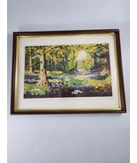 Vintage 1968 French Garden  Eisenhower College  Oil Painting Print - £11.65 GBP