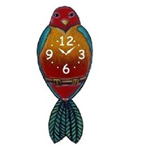 Red Yellow Bird Pendulum Wall Clock - £44.96 GBP