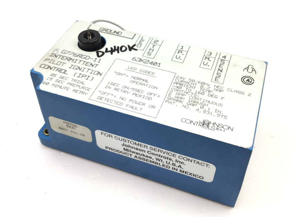Johnson Controls G776RGD-11 Intermittent Pilot Ignition Control 63K2401 ... - $115.00 Johnson Controls G776RGD-11 Intermittent Pilot Ignition Control 63K2401 ... - $115.00