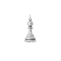 Oxidized Sterling Silver 3D Pawn Chess Piece Charm for Bracelet or Necklace - £25.57 GBP