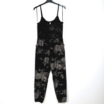 Topshop - Black Floral Velvet Glitter Jumpsuit - UK 14 - $18.85