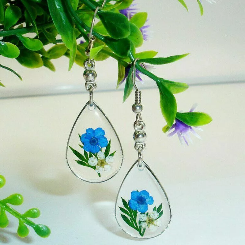 Flower Silver Plated Drop Earrings for Women Cubic Zirconia Jewelry Lab-... - $243.50 MXN