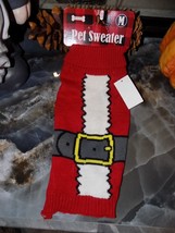 Red Pet Sweater Dog Santa Knit Christmas Holiday Theme Sweater Size M NEW - £15.50 GBP