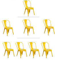 Tolix Style Yellow Metal Stack Industrial Chic Dining Chair 1-4 Unit Discounts - £93.84 GBP+
