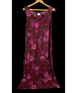 Vintage Maxi Dress Size 8 Cottagecore Romantic Burgundy Red Roses 90s Su... - $93.14