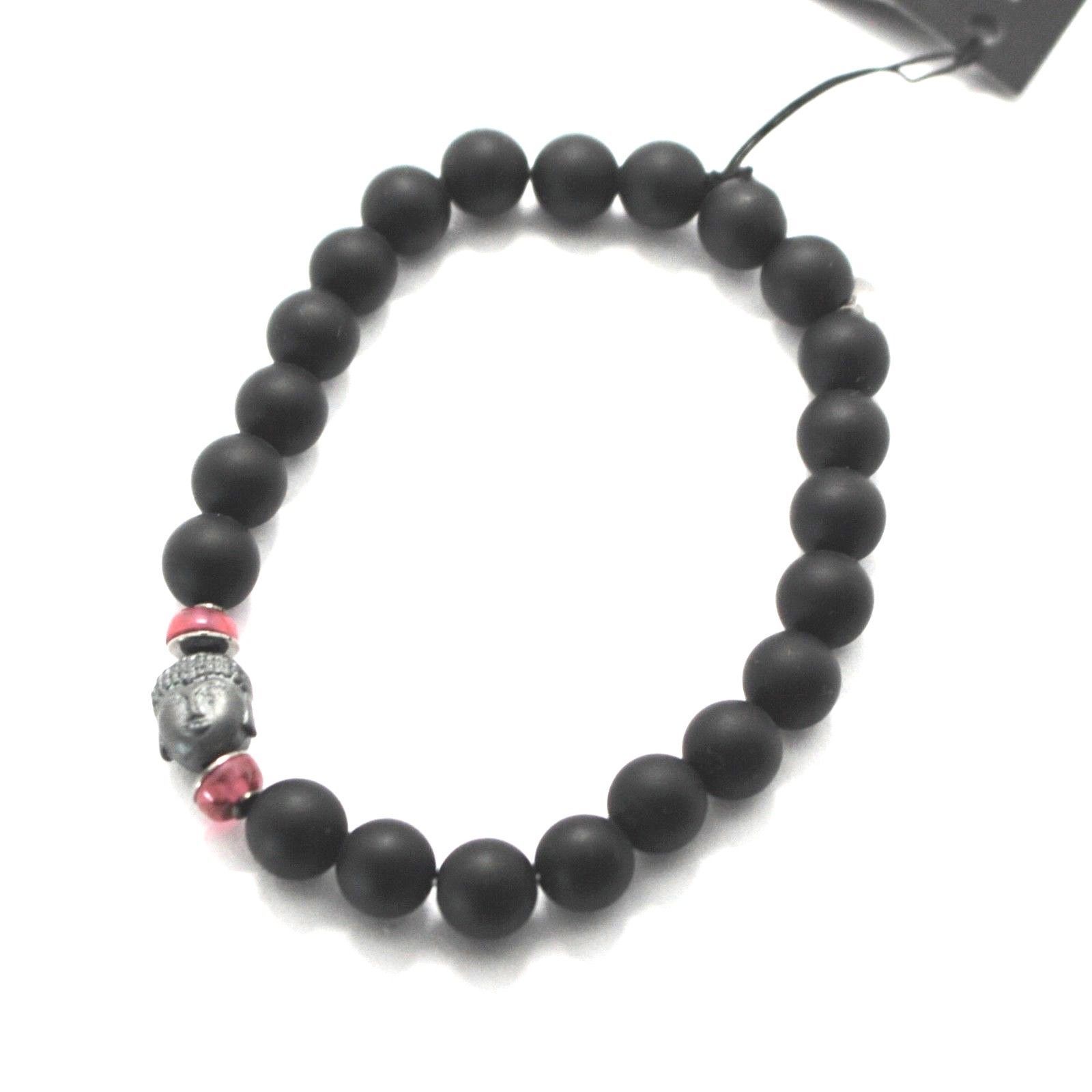 925 Silver Bracelet with Hematite and Onyx bpr-4 Made in Italy by whiff - $44.86