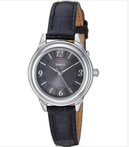 Timex Women's TW2R86300 Classic 26mm Black/Silver-Tone Croco Pattern Leather - £37.12 GBP
