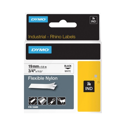 Dymo 18489 DYMO RHINO 3/4IN X 11.5FT, WHITE FLEXIBLE NYLON LABELS - $53.79