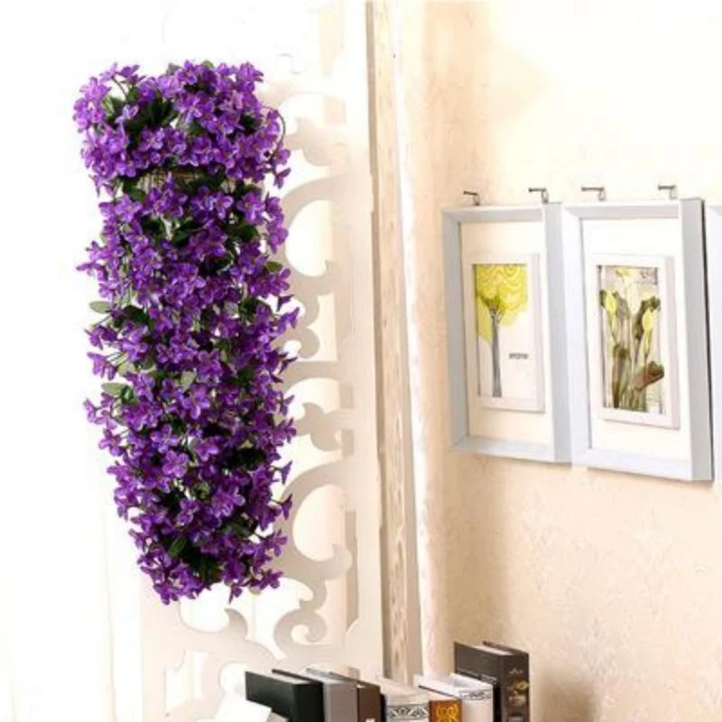 Vivid  Hanging Orchid Bunch Silk Bush Flower String Violet  Flower For Wedding H - £40.14 GBP